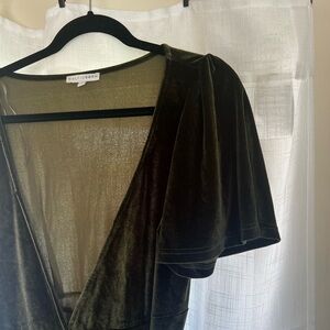 Green velvet bridesmaids dress